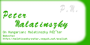 peter malatinszky business card